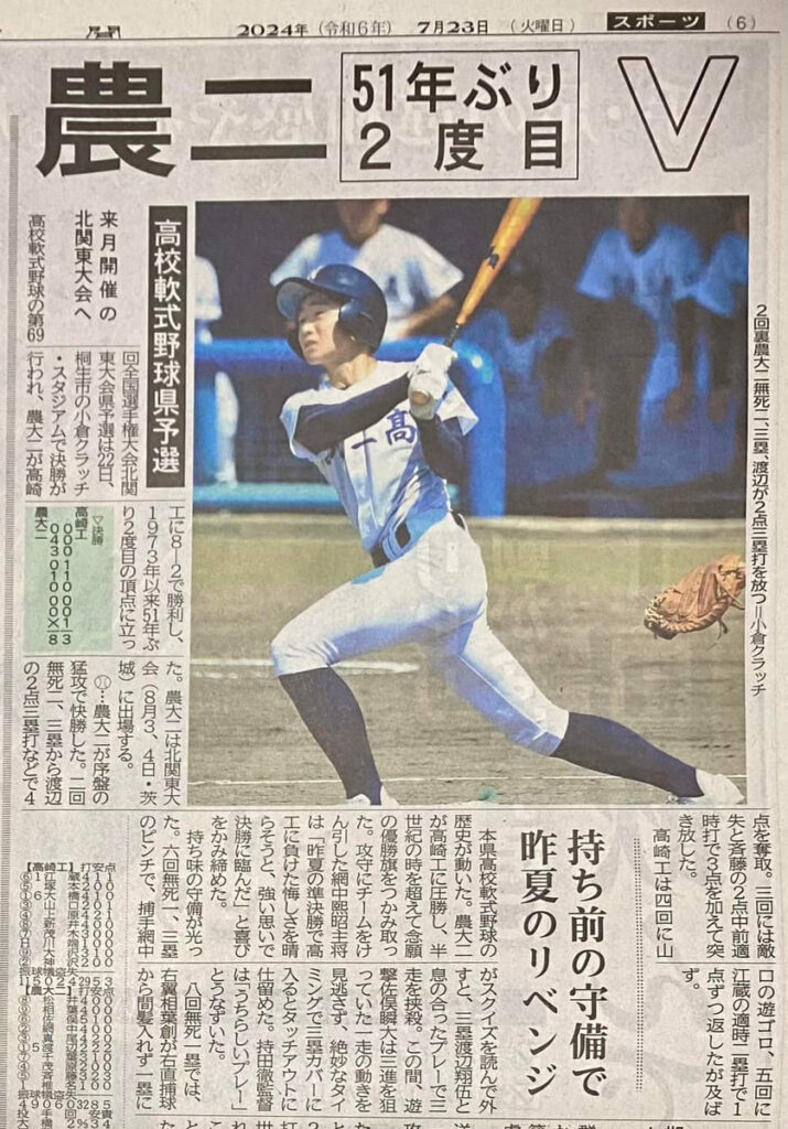 軟式野球部51年ぶりの県大会優勝！北関東大会へ！